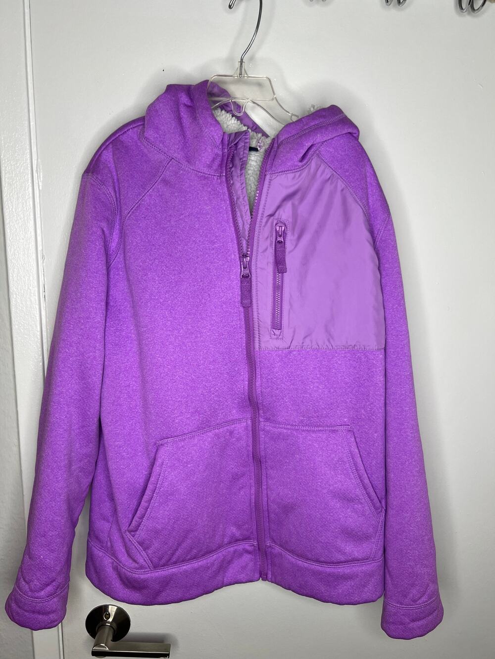 Lands' End Girls Sherpa Fleece Lined Jacket Purple ~ Size XL (14/16)